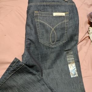 #76 NWT Calvin Klein Dark Rinse Wide Leg Jeans Size 10